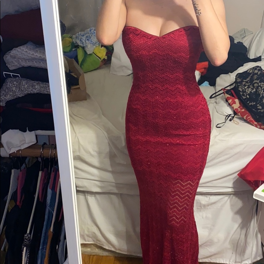 Long red sparkly mermaid dress